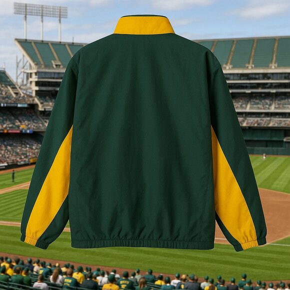 Oakland Athletics Majestic Authentic Collection Windbreaker Jacket 2XL Green & Y - Picture 3 of 3